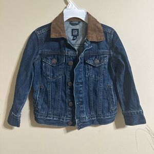 GAP Kids Dark Blue Denim Jacket with Tan Collar